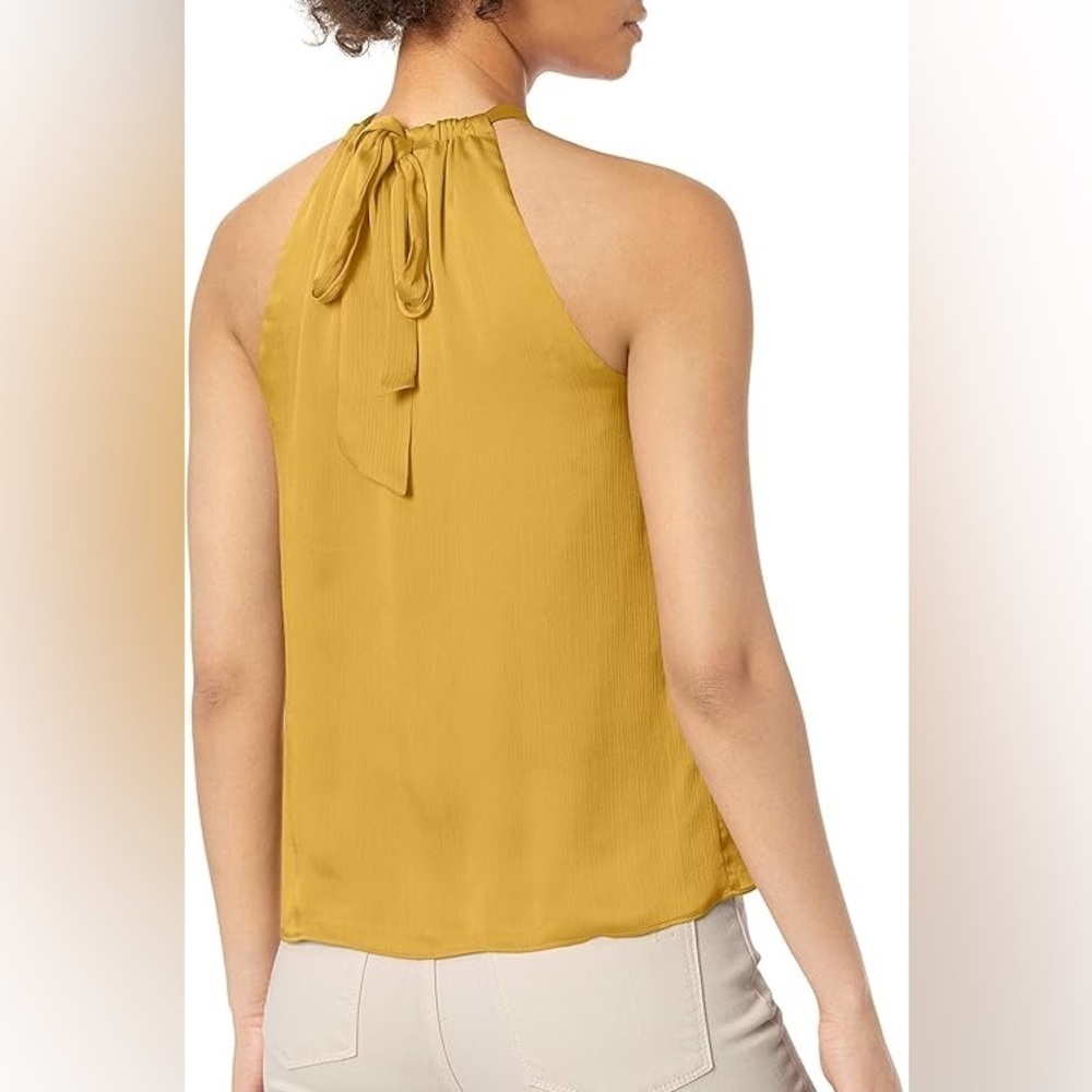 Trina Turk gold halter top with back tie Size Large - Picture 2 of 14